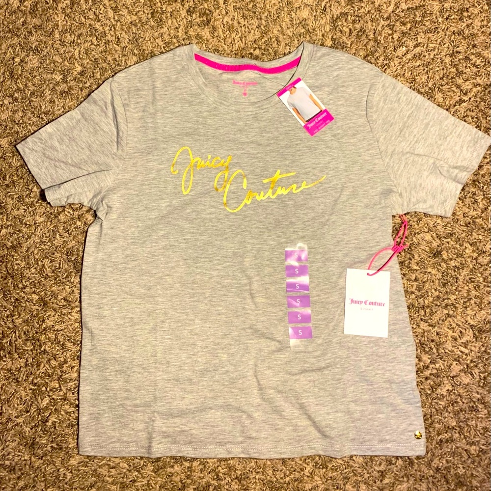 Juicy Couture Womens Heather Grey Foil Script Tee